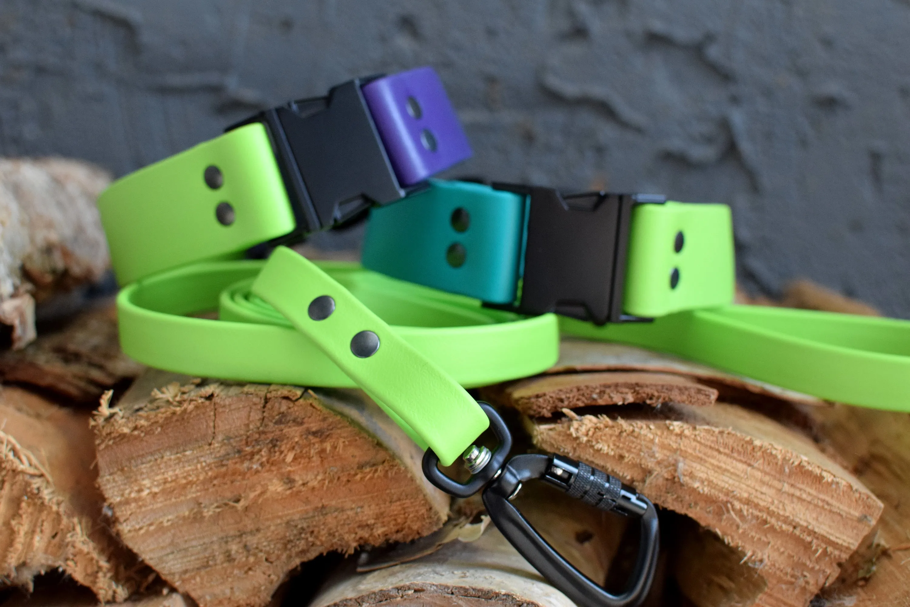 HARDWARE RETIREMENT SALE - Teal & Black Biothane Dog Collar