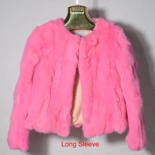 Hot Women Real Rabbit Fur Coat Natural Rex Rabbit Fur Coat O-Neck Fashion Slim Thin Rabbit Fur Coat Full Pelt Genuine Fur Jacket