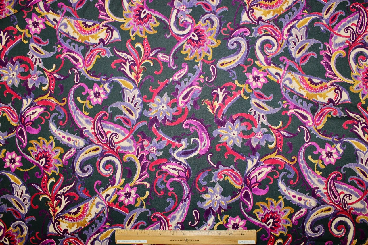 Italian Paisley Rayon - Multi on Gray