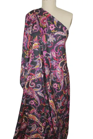 Italian Paisley Rayon - Multi on Gray