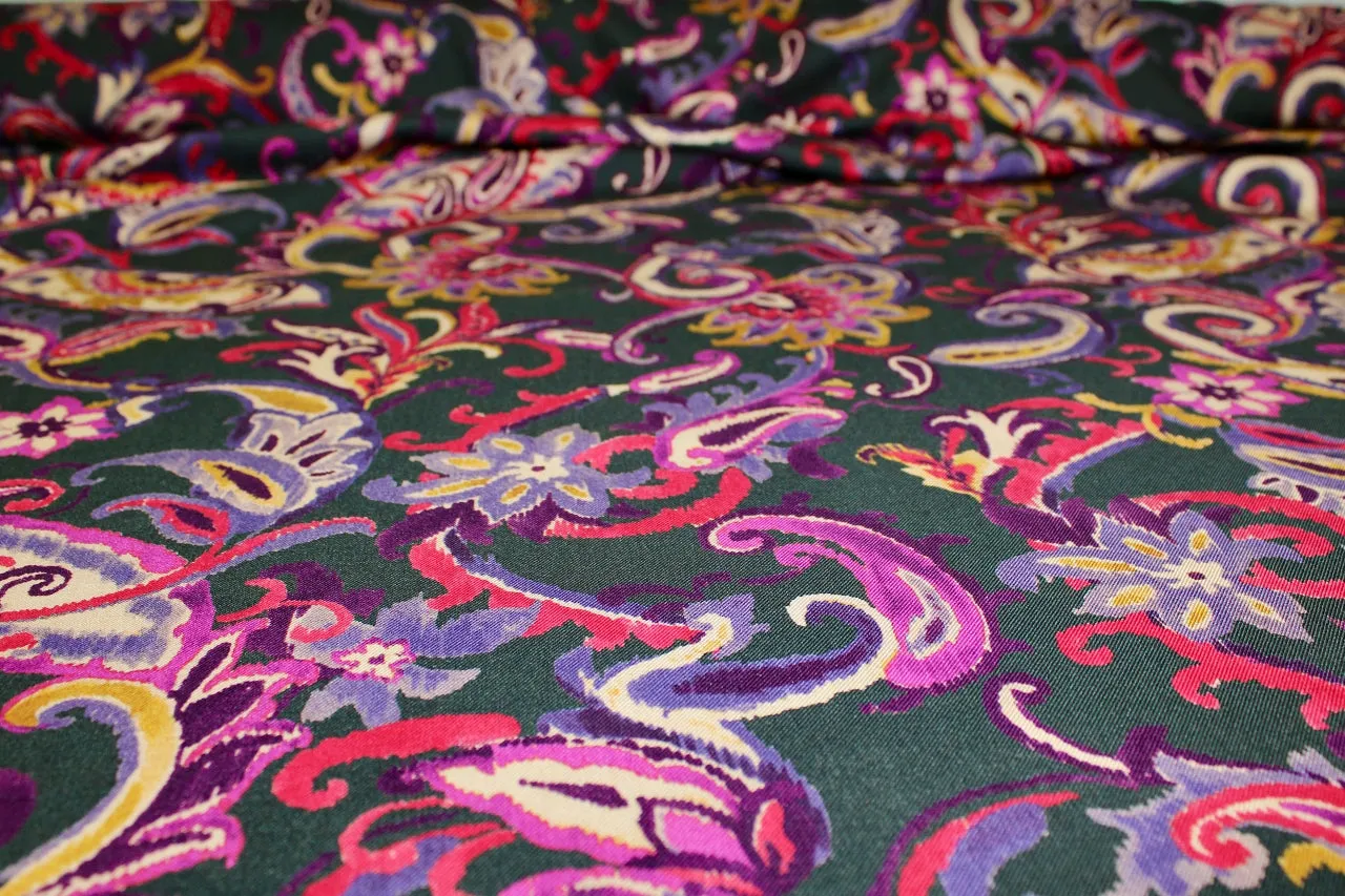 Italian Paisley Rayon - Multi on Gray