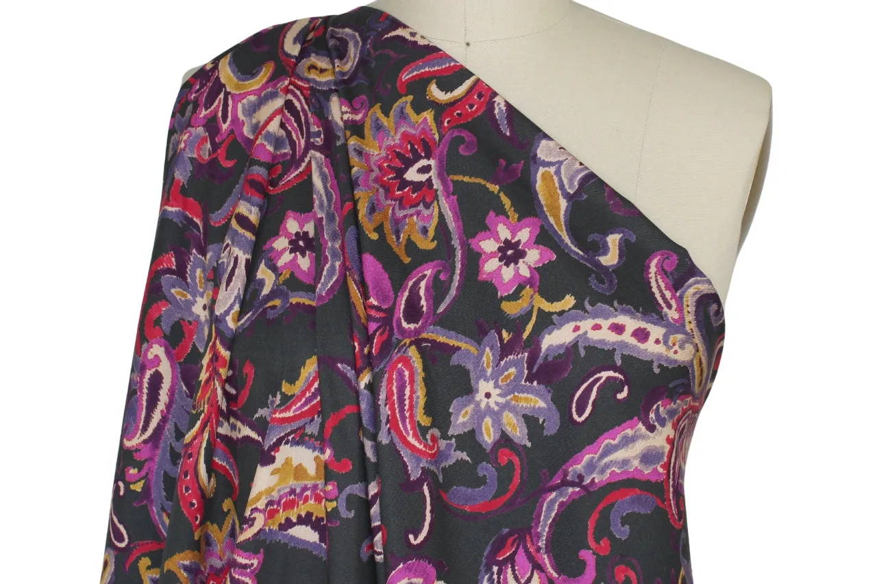 Italian Paisley Rayon - Multi on Gray