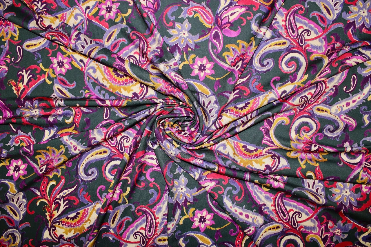 Italian Paisley Rayon - Multi on Gray