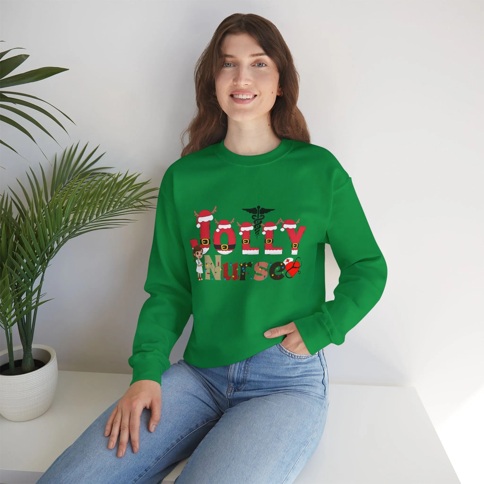 Jolly Nurse Christmas Sweatshirt - Unisex Heavy Blend.