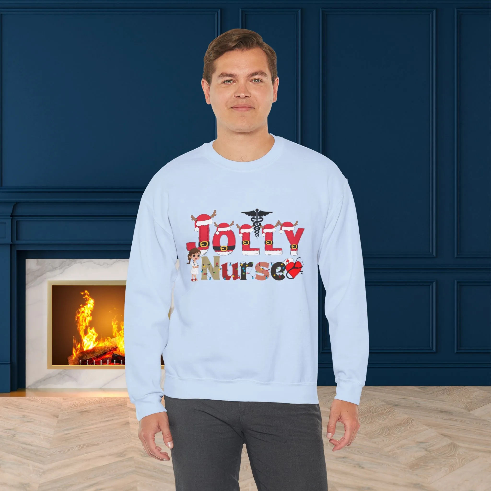 Jolly Nurse Christmas Sweatshirt - Unisex Heavy Blend.