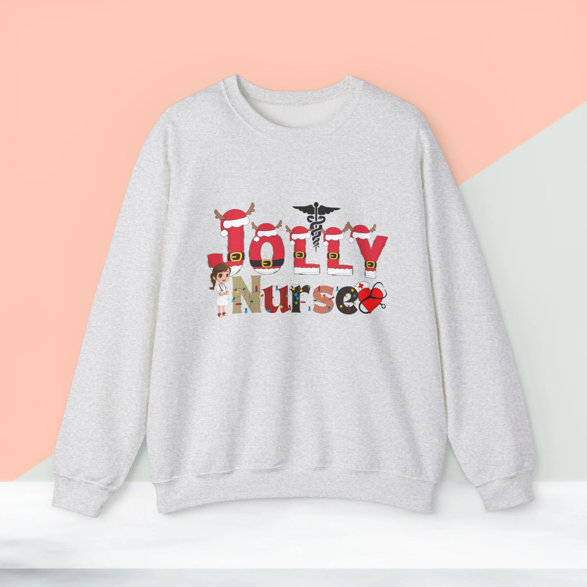 Jolly Nurse Christmas Sweatshirt - Unisex Heavy Blend.