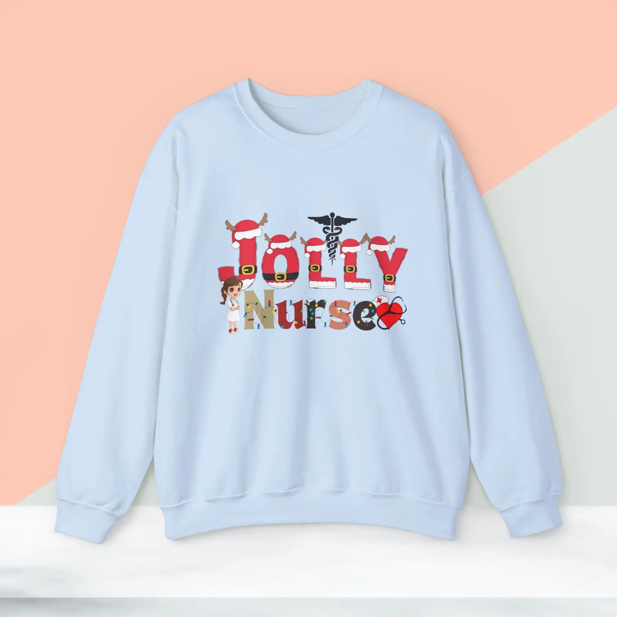 Jolly Nurse Christmas Sweatshirt - Unisex Heavy Blend.