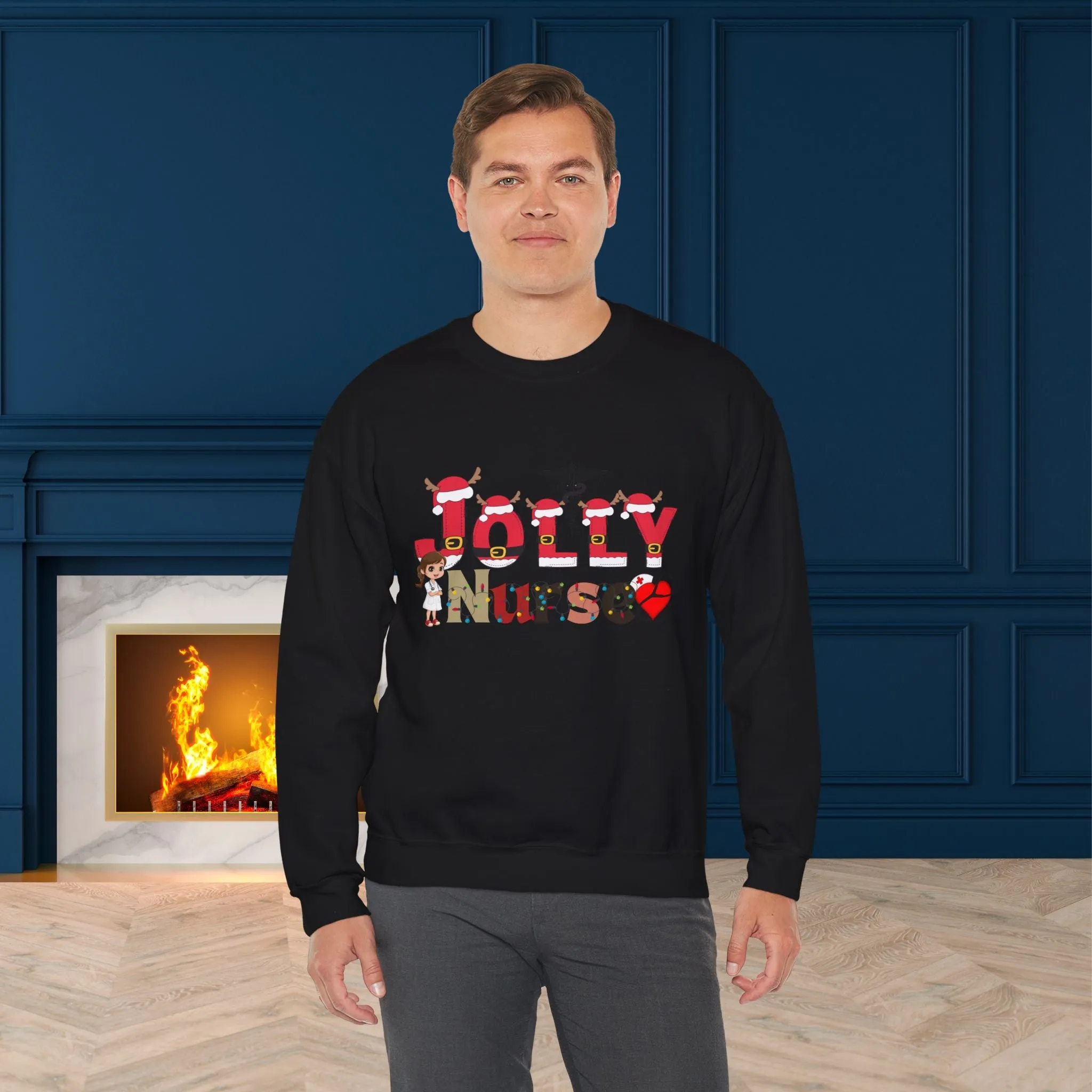 Jolly Nurse Christmas Sweatshirt - Unisex Heavy Blend.