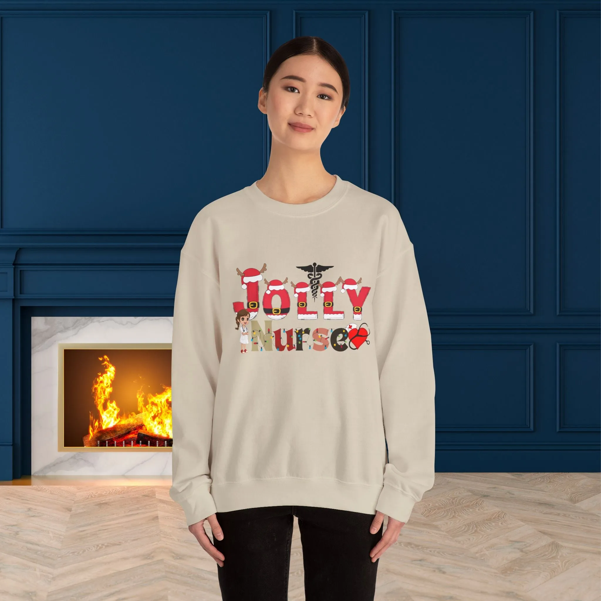 Jolly Nurse Christmas Sweatshirt - Unisex Heavy Blend.