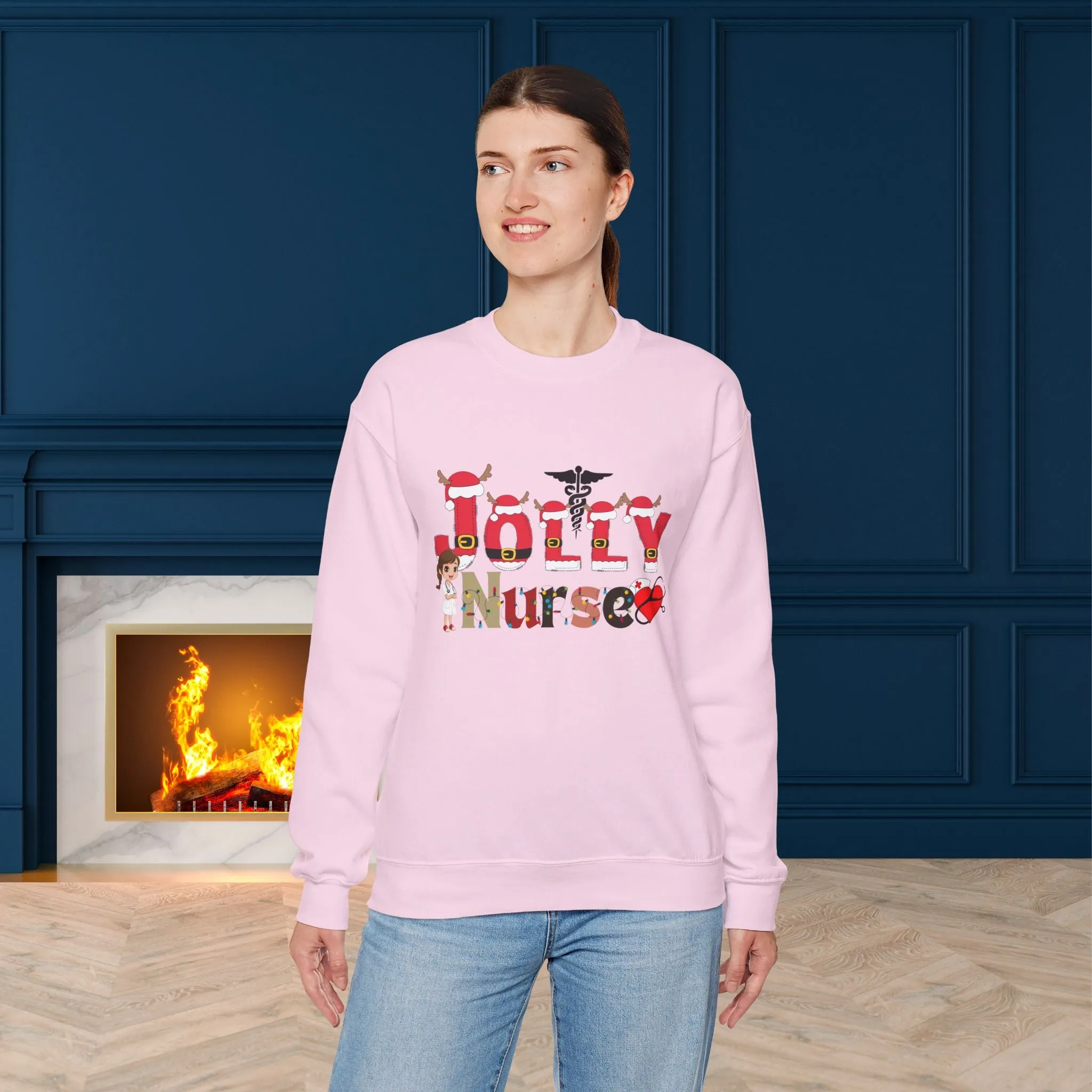 Jolly Nurse Christmas Sweatshirt - Unisex Heavy Blend.