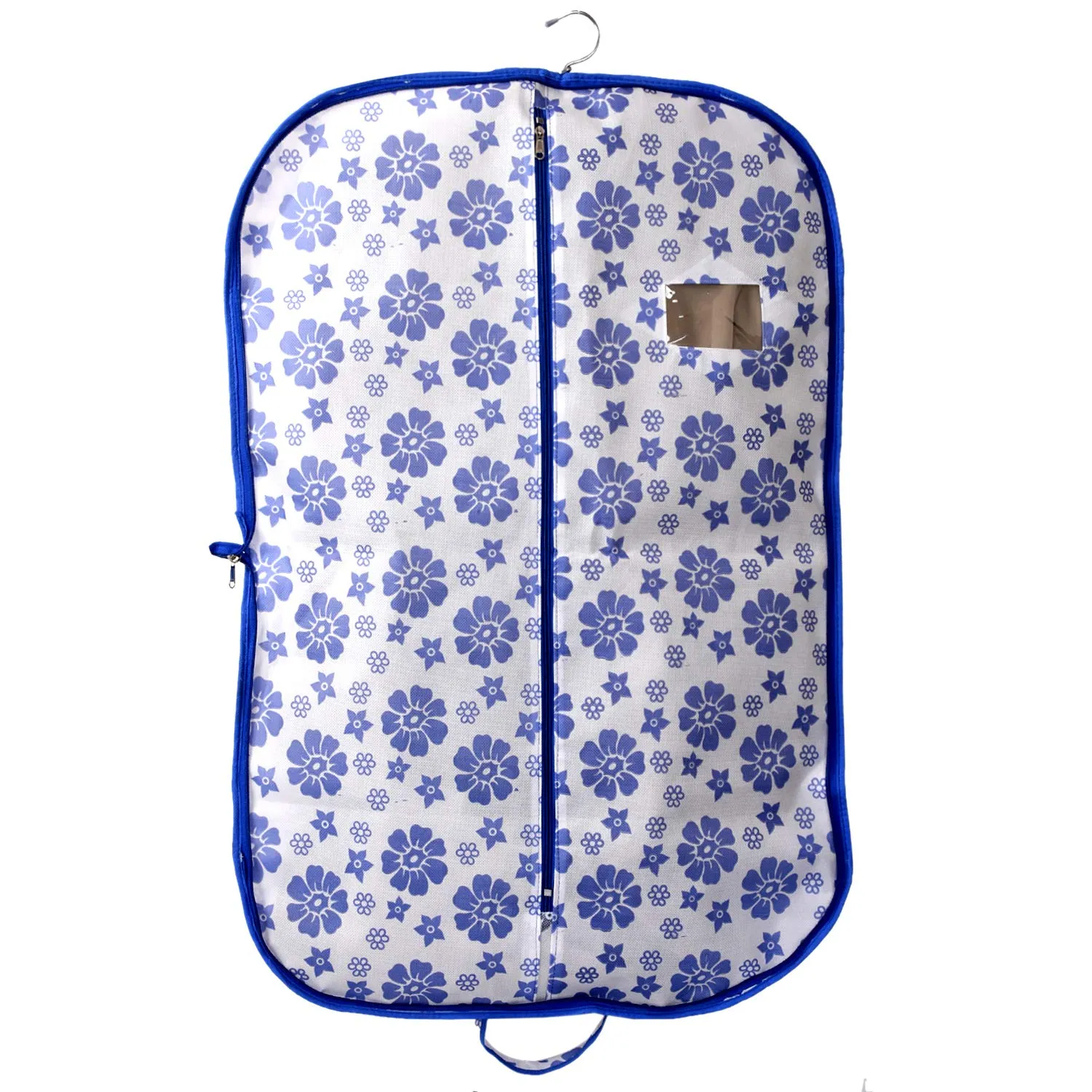 Kuber Industries Flower Printed 3 Pieces Foldable Non Woven Men's Coat Blazer Cover (Blue) -CTKTC041899