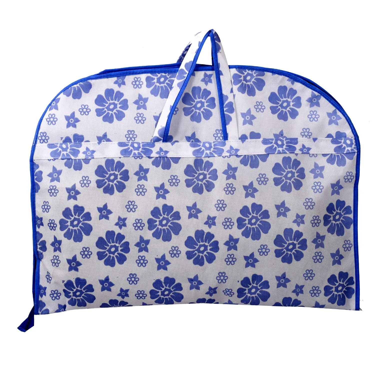 Kuber Industries Flower Printed 3 Pieces Foldable Non Woven Men's Coat Blazer Cover (Blue) -CTKTC041899