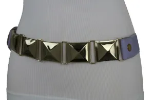 Large Pyramid Studded Elastic Waistband Belt Size S M