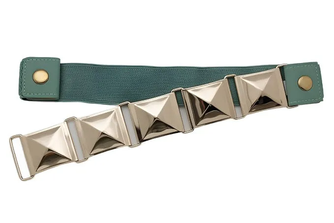 Large Pyramid Studded Elastic Waistband Belt Size S M