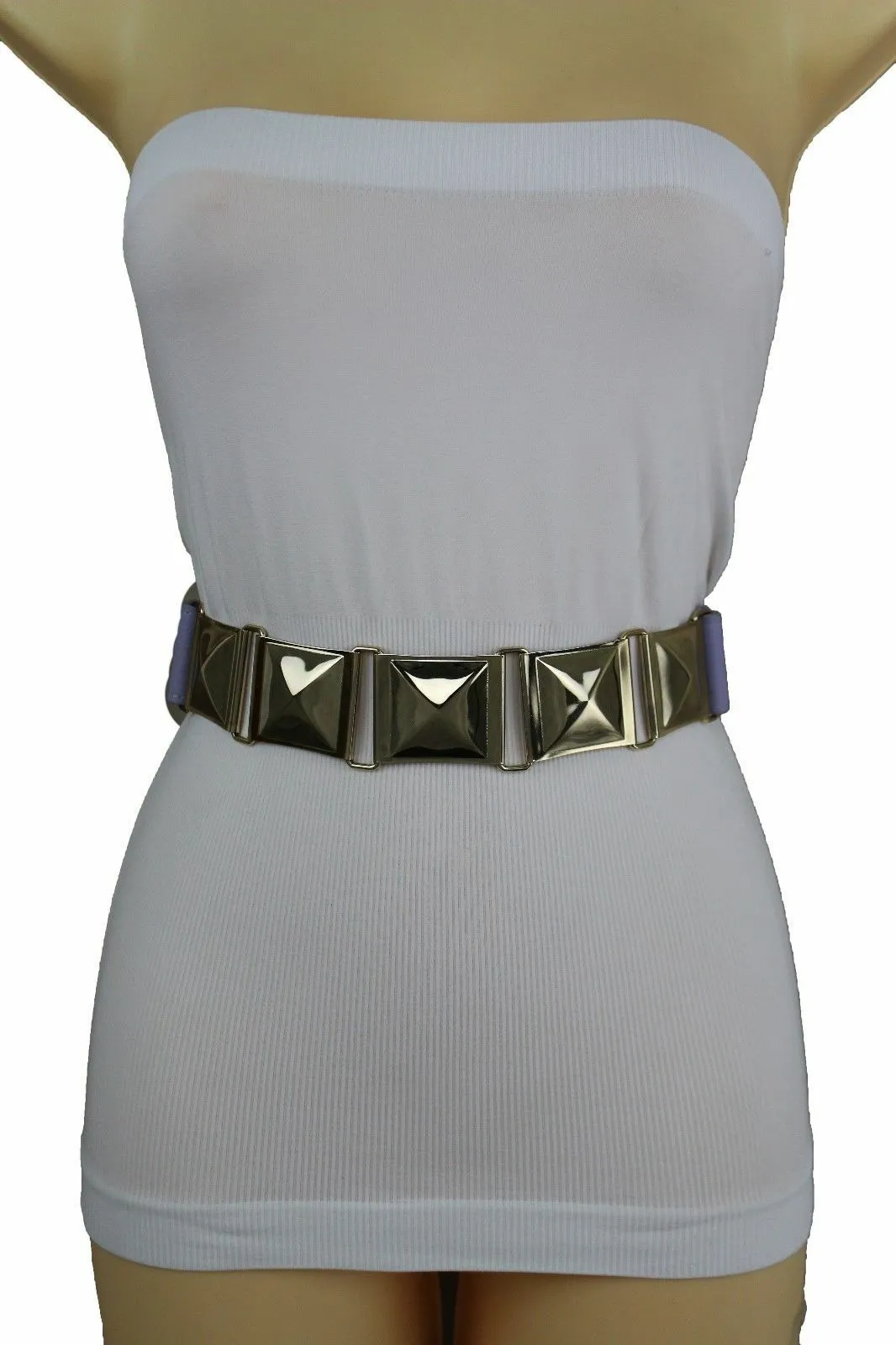Large Pyramid Studded Elastic Waistband Belt Size S M