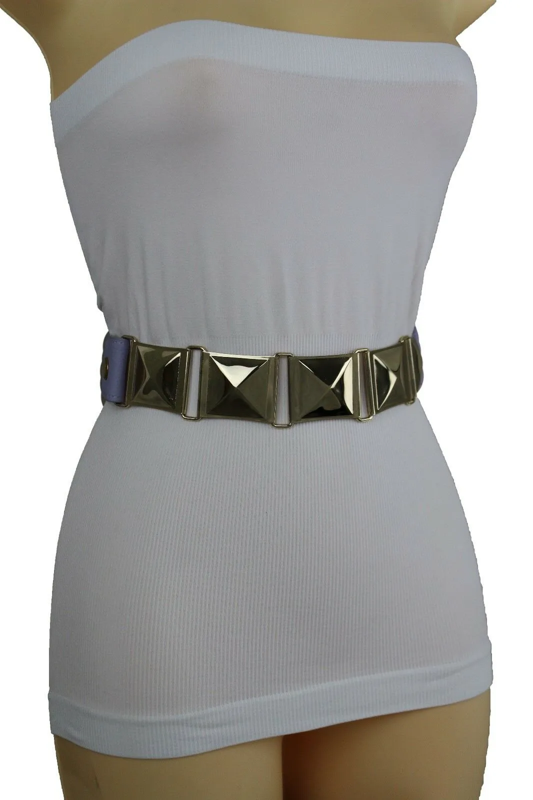 Large Pyramid Studded Elastic Waistband Belt Size S M