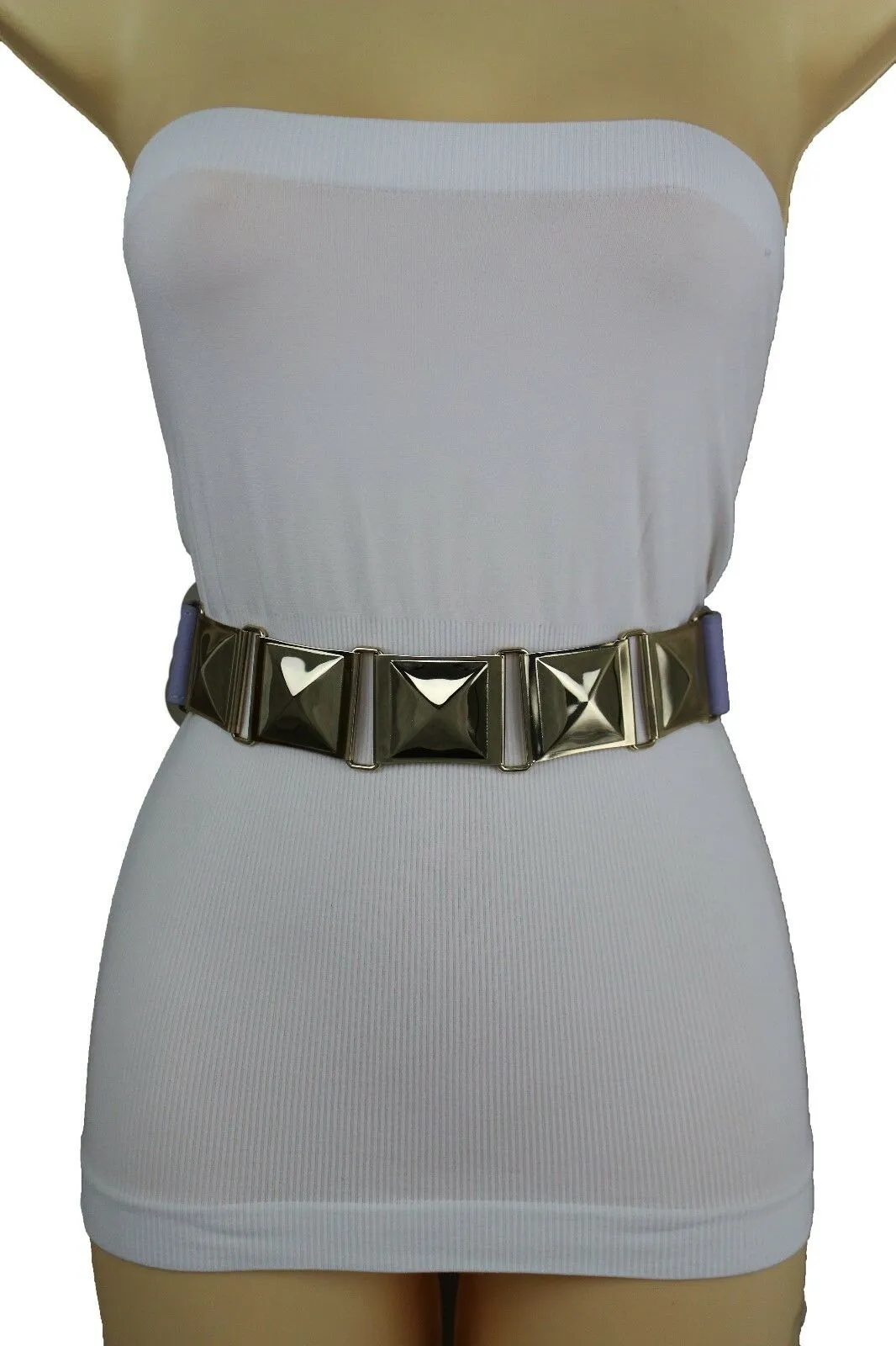 Large Pyramid Studded Elastic Waistband Belt Size S M