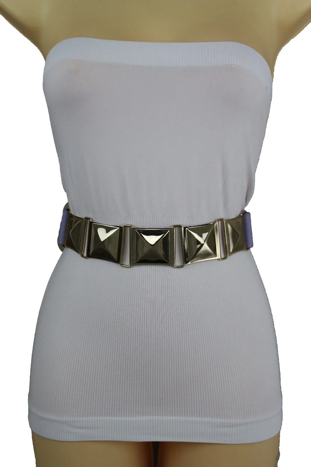 Large Pyramid Studded Elastic Waistband Belt Size S M