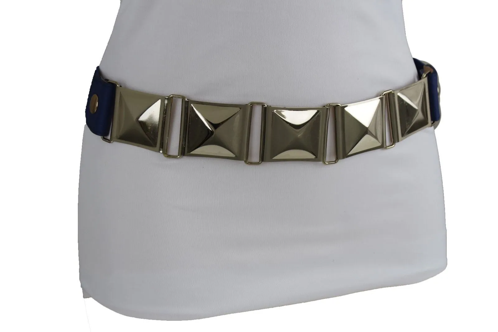 Large Pyramid Studded Elastic Waistband Belt Size S M