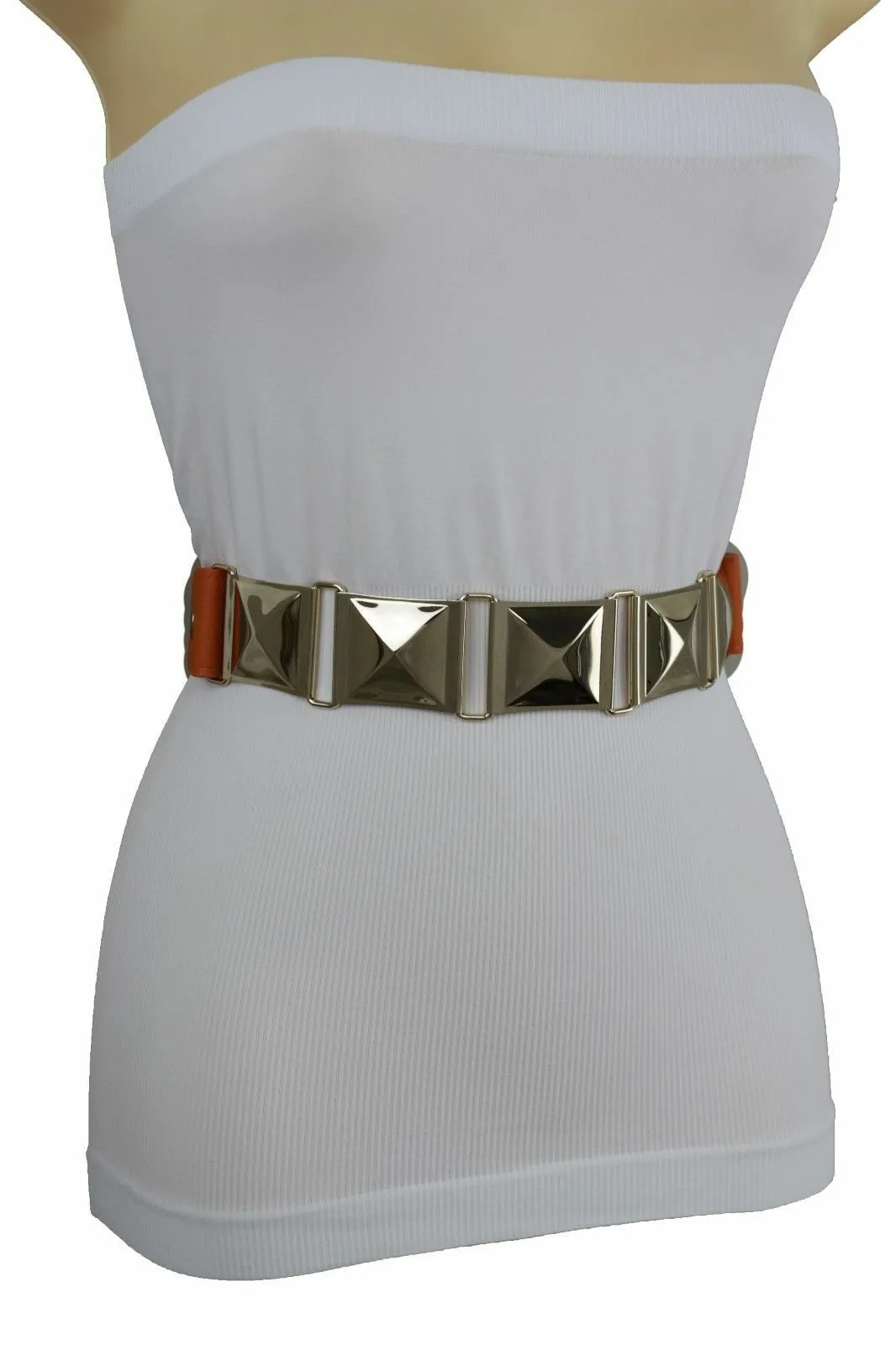 Large Pyramid Studded Elastic Waistband Belt Size S M