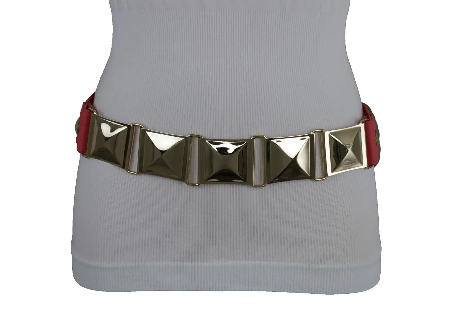 Large Pyramid Studded Elastic Waistband Belt Size S M