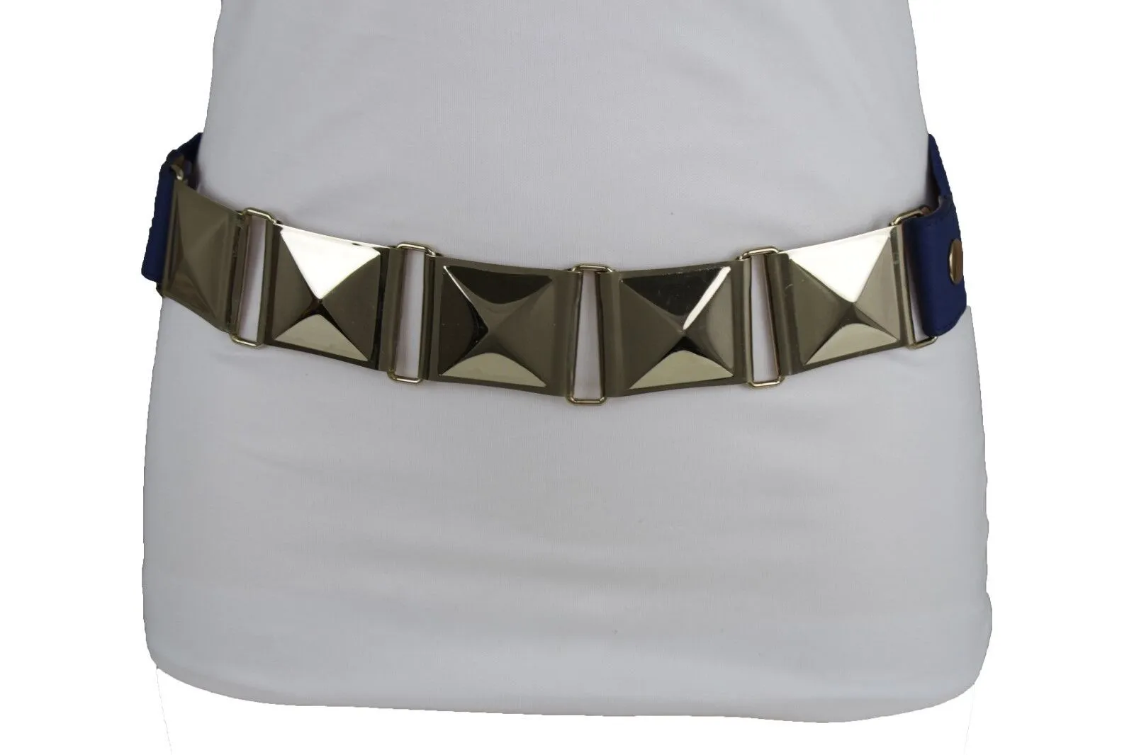 Large Pyramid Studded Elastic Waistband Belt Size S M