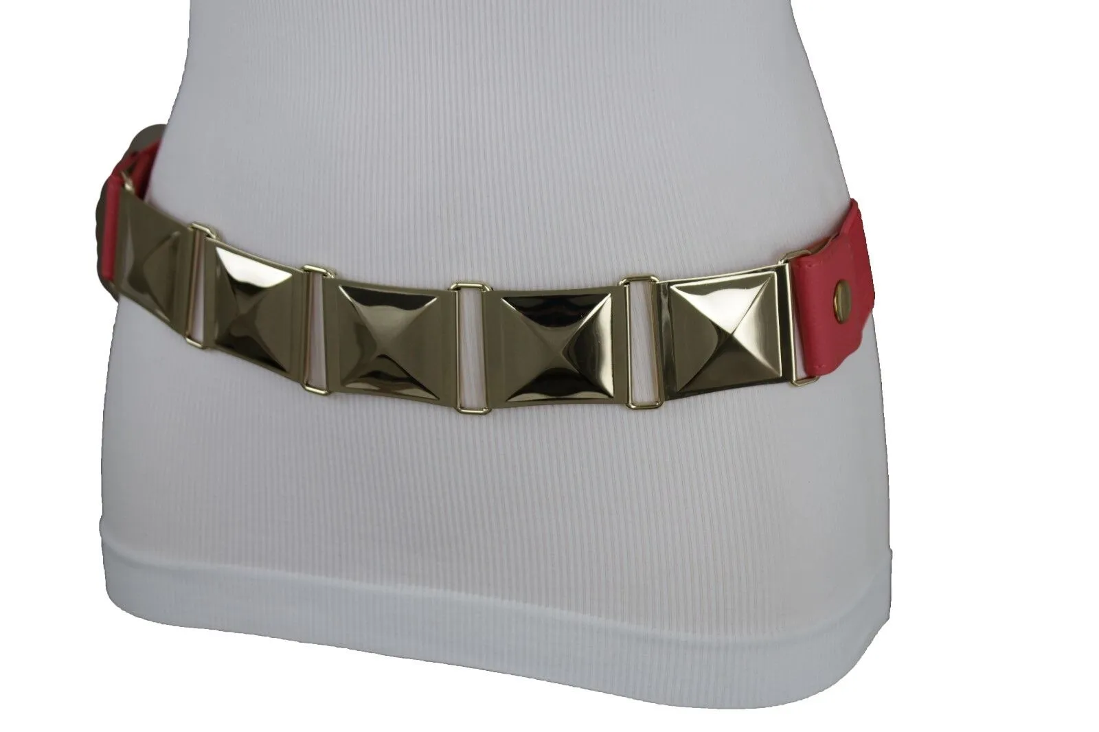 Large Pyramid Studded Elastic Waistband Belt Size S M