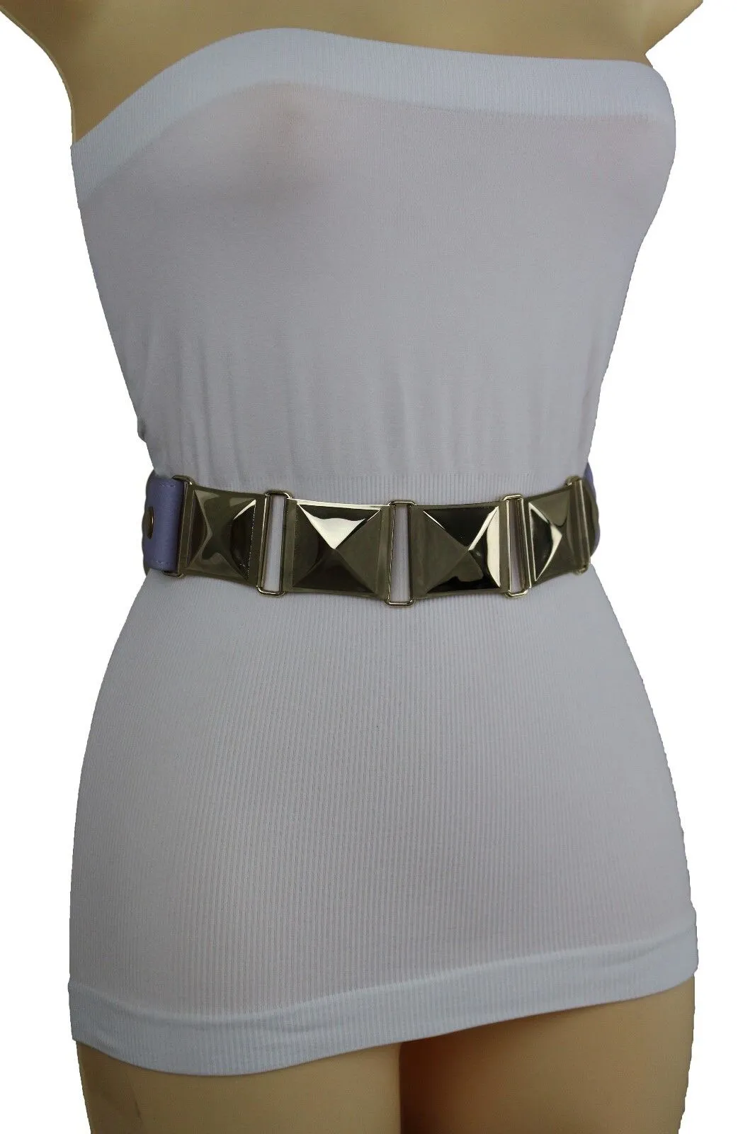 Large Pyramid Studded Elastic Waistband Belt Size S M