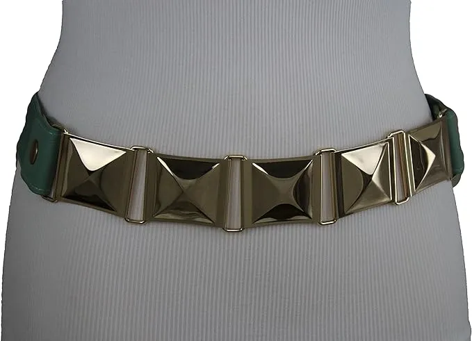 Large Pyramid Studded Elastic Waistband Belt Size S M