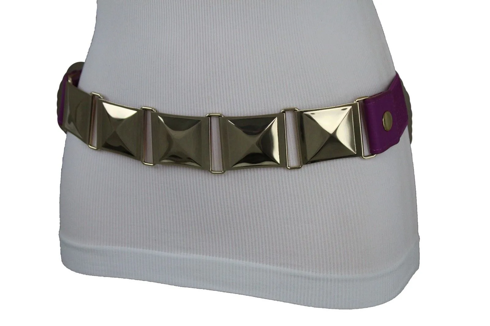 Large Pyramid Studded Elastic Waistband Belt Size S M