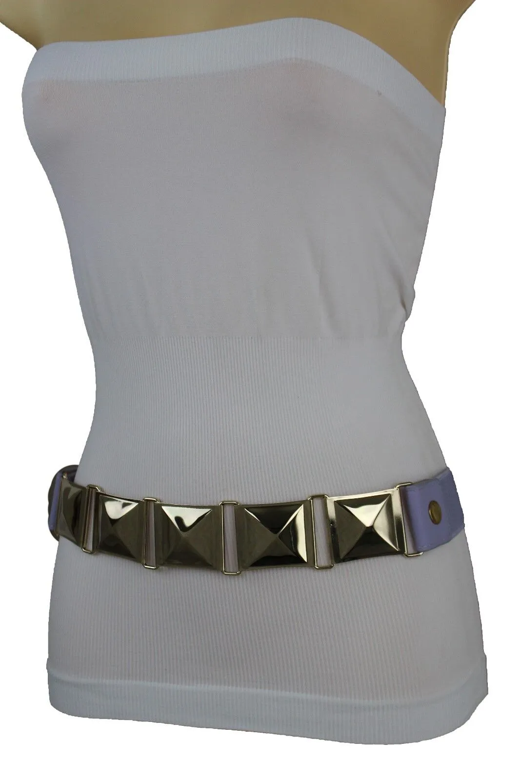 Large Pyramid Studded Elastic Waistband Belt Size S M