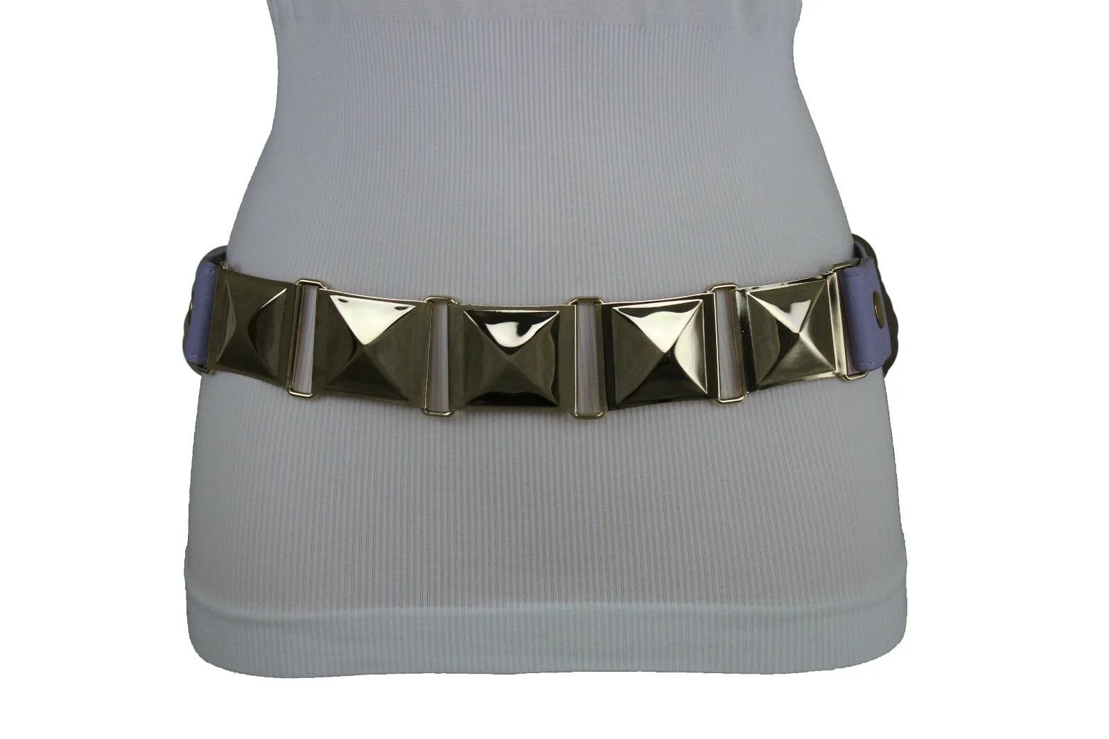 Large Pyramid Studded Elastic Waistband Belt Size S M