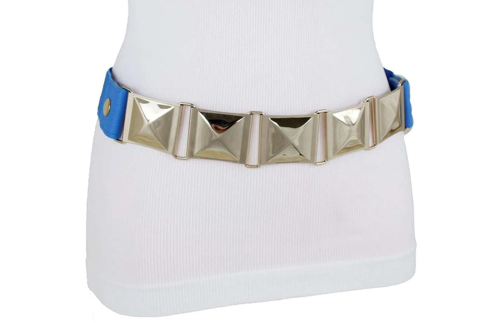 Large Pyramid Studded Elastic Waistband Belt Size S M