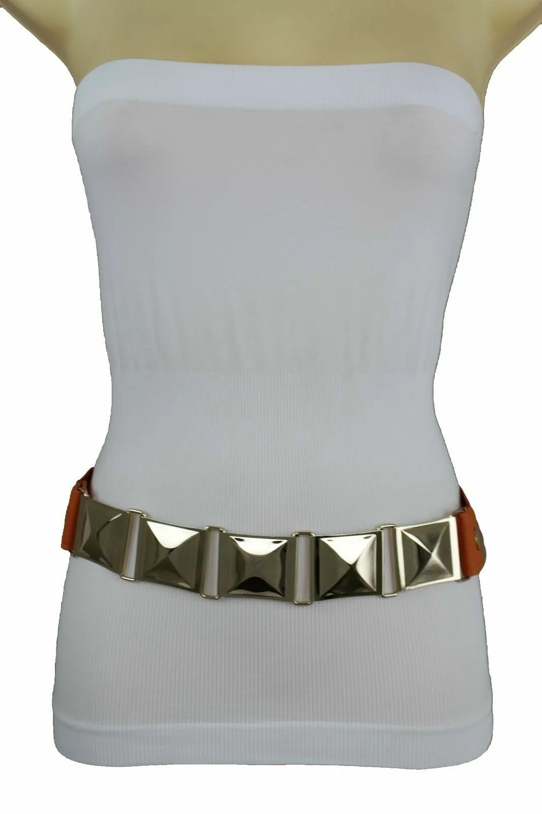 Large Pyramid Studded Elastic Waistband Belt Size S M