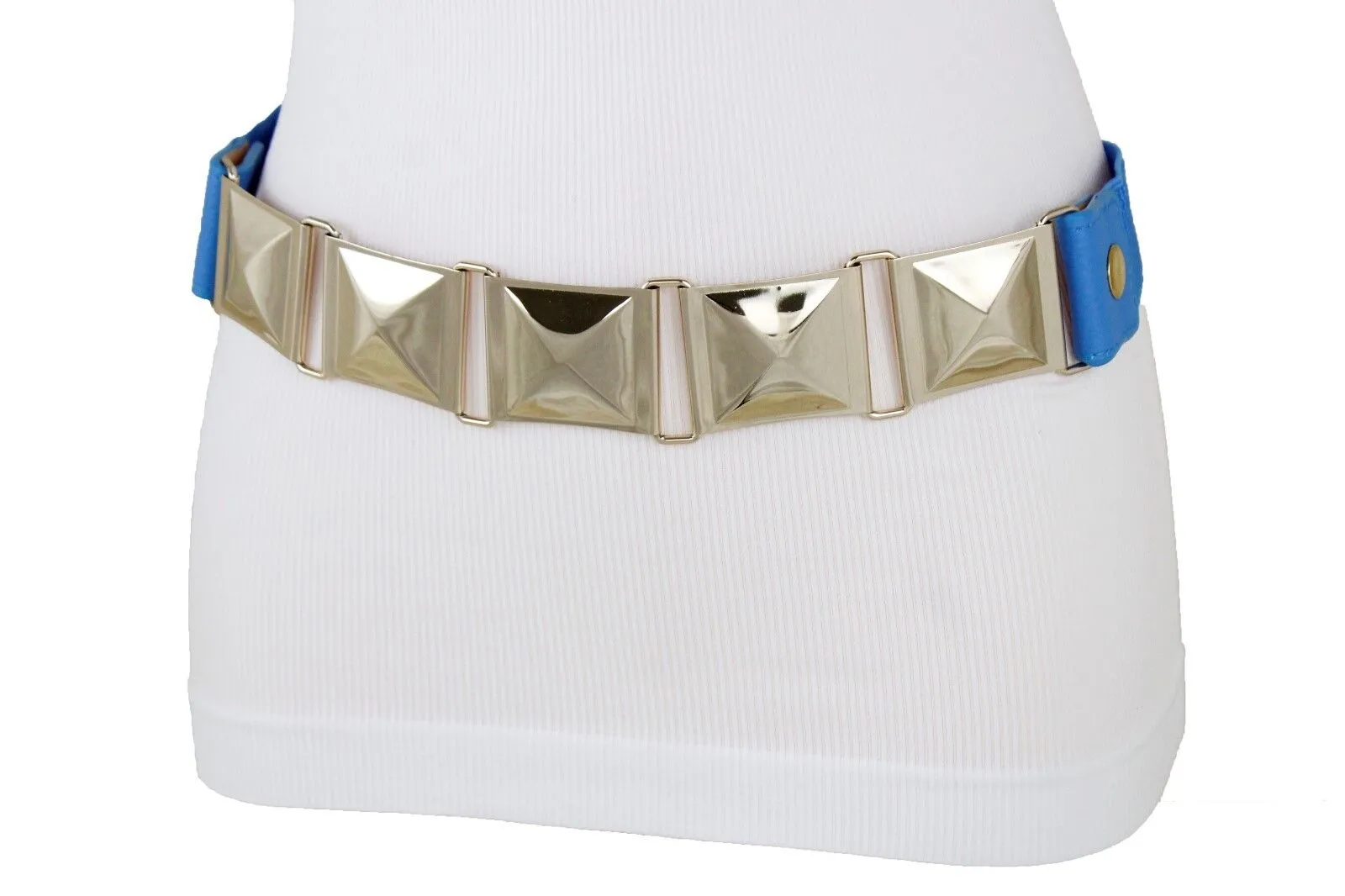 Large Pyramid Studded Elastic Waistband Belt Size S M