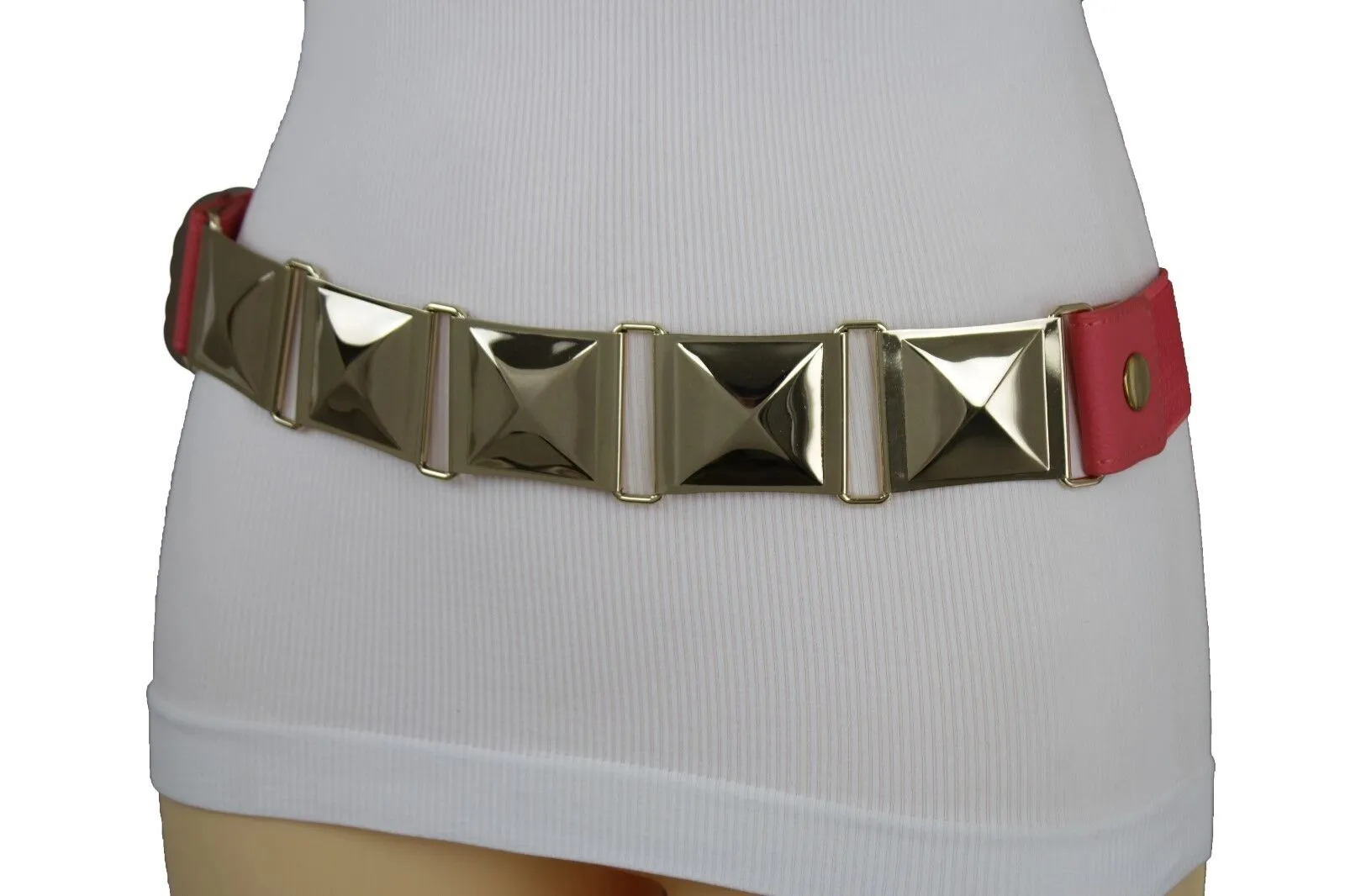 Large Pyramid Studded Elastic Waistband Belt Size S M