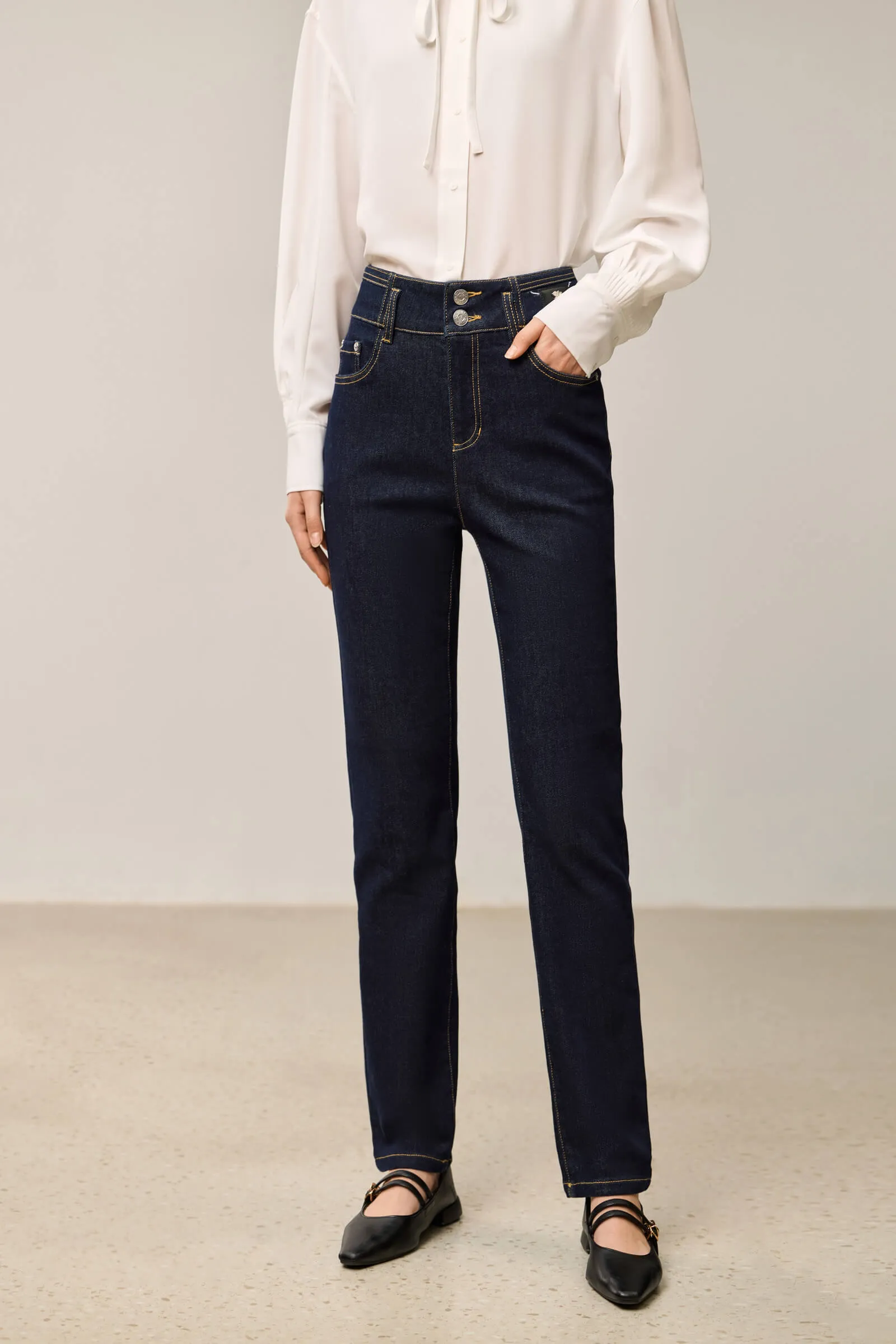 LILY Vintage High-Waist Cropped Straight-Leg Jeans