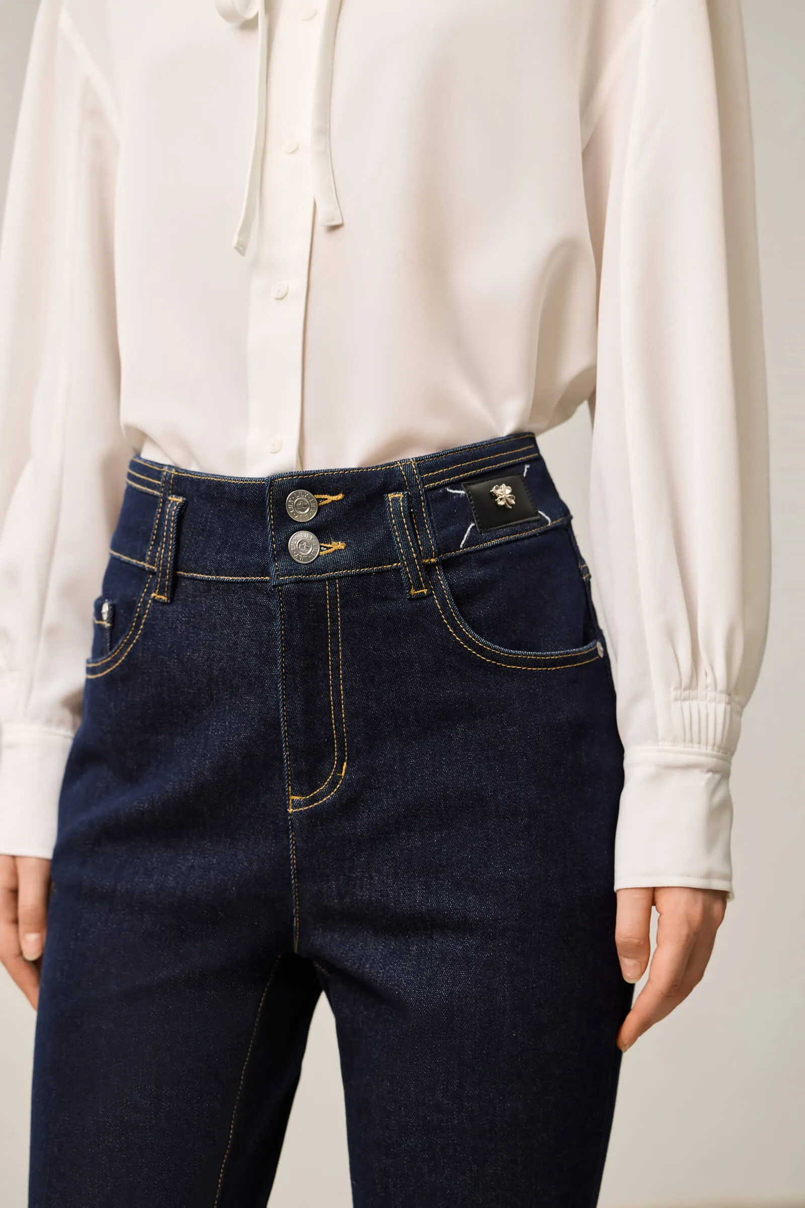 LILY Vintage High-Waist Cropped Straight-Leg Jeans