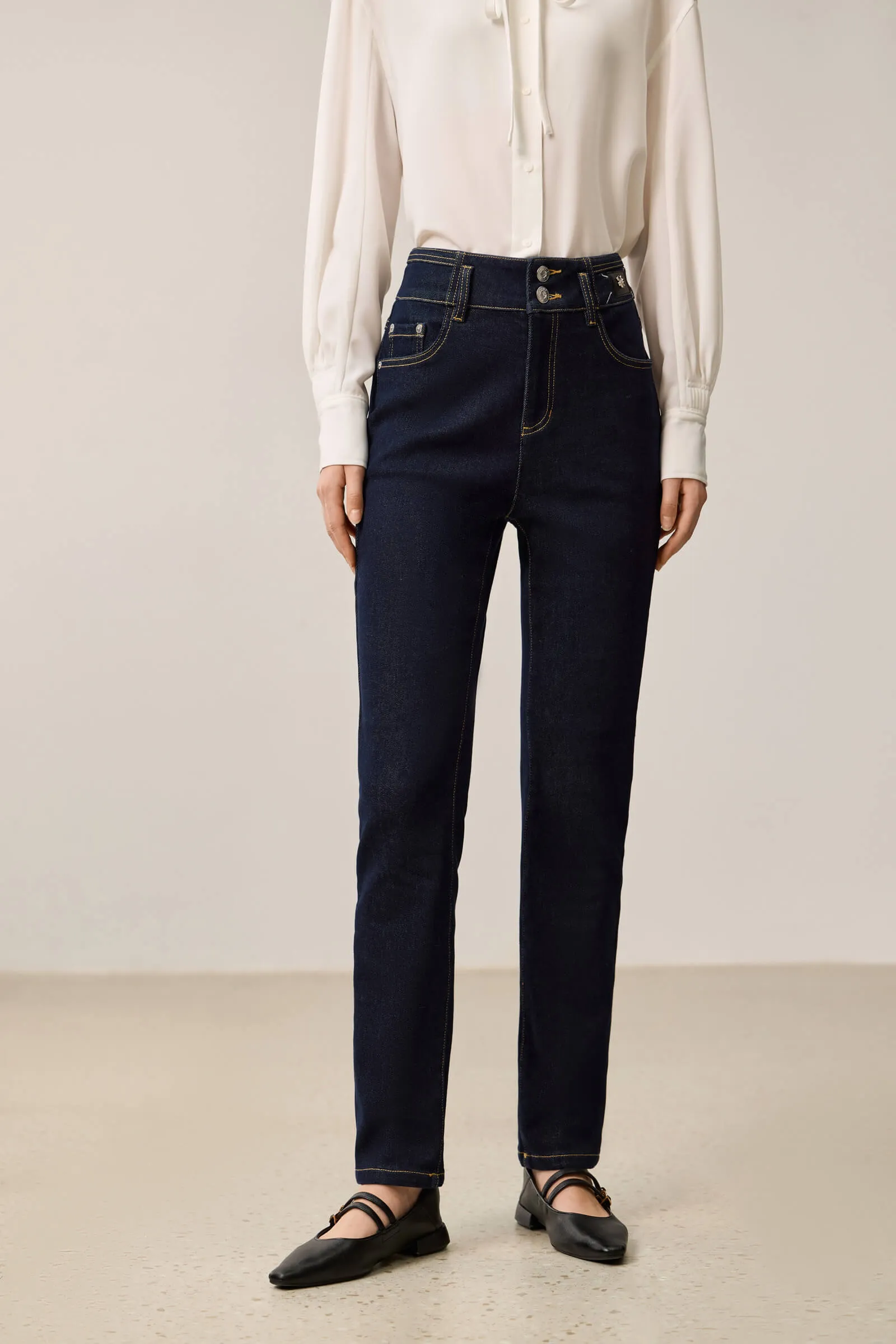 LILY Vintage High-Waist Cropped Straight-Leg Jeans