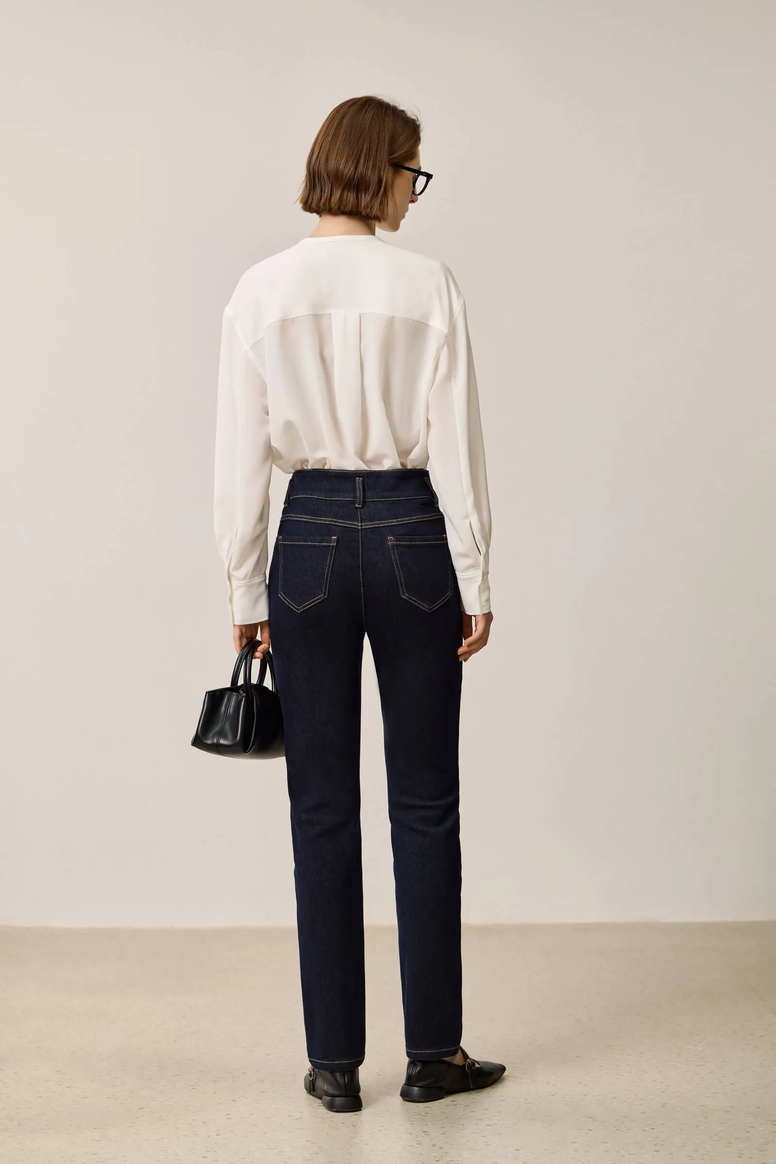 LILY Vintage High-Waist Cropped Straight-Leg Jeans