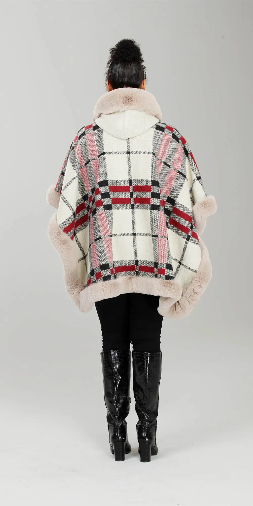 Luxe Moda LM239 Faux Fur Trim Print Cape