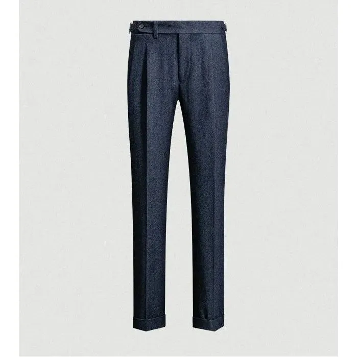 Men's Autumn Winter High Waist Wool Tweed Trousers
