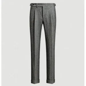 Men's Autumn Winter High Waist Wool Tweed Trousers