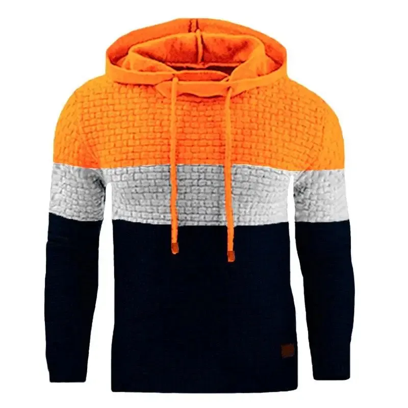 Men’s casual oversized hoodie long sleeve patchwork sweatshirt