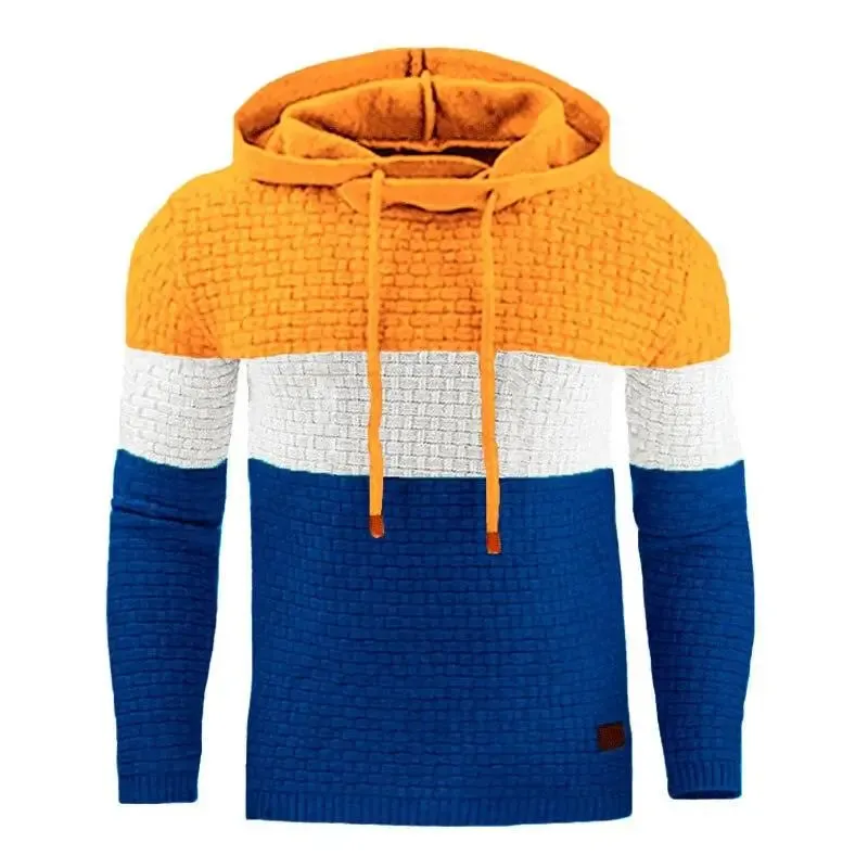 Men’s casual oversized hoodie long sleeve patchwork sweatshirt