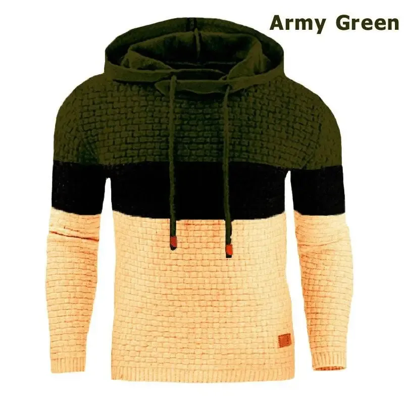 Men’s casual oversized hoodie long sleeve patchwork sweatshirt