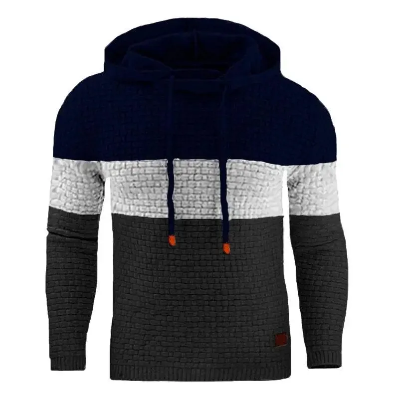 Men’s casual oversized hoodie long sleeve patchwork sweatshirt