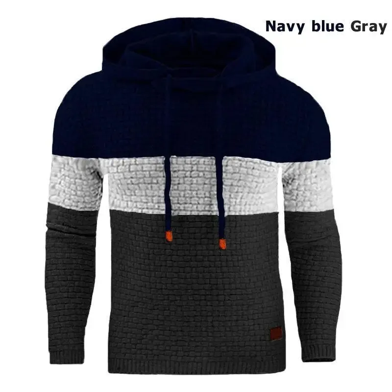 Men’s casual oversized hoodie long sleeve patchwork sweatshirt