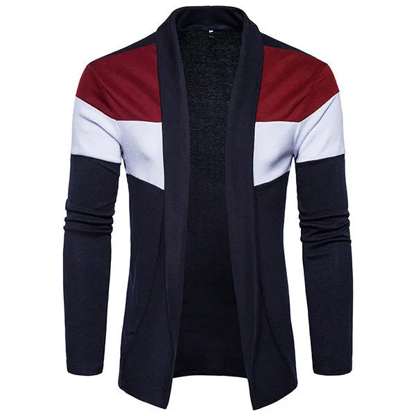 Mens Fall Winter knitting Hit color Striped Casual Cardigans