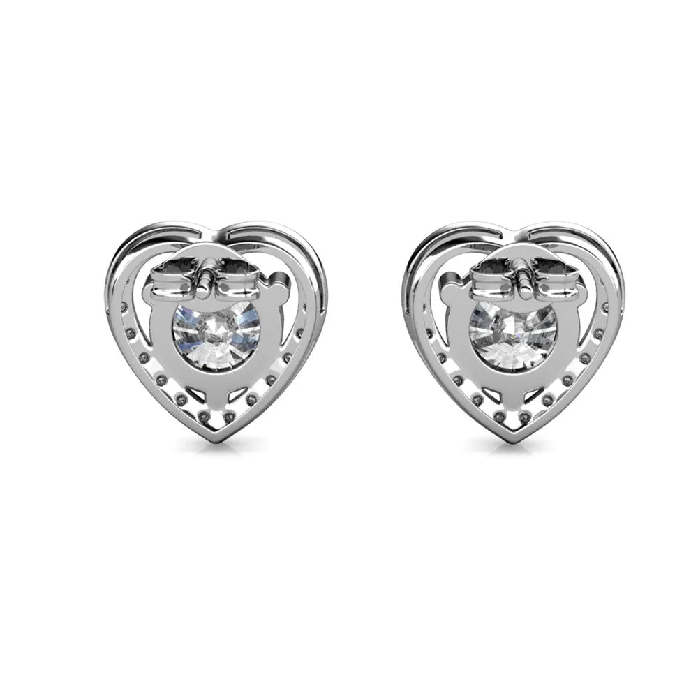 Moissanite by Cate & Chloe Briana Sterling Silver Heart Stud Earrings with Moissanite Crystals